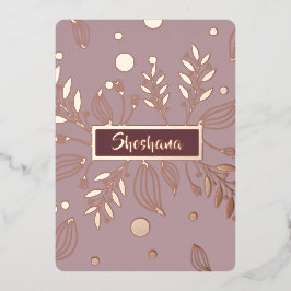 Bat Mitzvah REAL Rose Gold Modernes Flora Folieneinladung