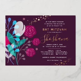 Bat Mitzvah Real Rose Gold Trendy Foil Einladung