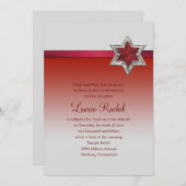 Bat Mitzvah Red Ombre Ribbon und Star Einladung (Vorne/Hinten)