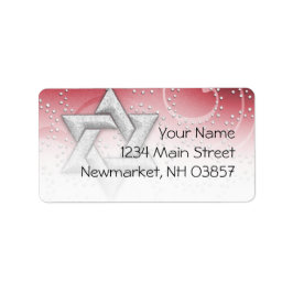 Bat Mitzvah Red Shimmer Star von David Adressaufkleber