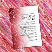 Bat Mitzvah Red Shimmer Star von David Einladung
