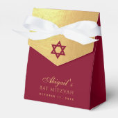Bat Mitzvah Red Star of David Faux Gold & Burgundy Geschenkschachtel (Vorderseite)