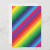 BAT MITZVAH Regenbogenstreifen-Muster Gold-Glitzer Einladung (Rückseite)
