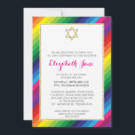 BAT MITZVAH Regenbogenstreifen-Muster Gold-Glitzer Einladung<br><div class="desc">HINWEIS - der glitzernde Goldeffekt ist ein gedrucktes BildEin kühnes und helles Regenbogendesign für die BAT MITZVAH INVITATIONS Ihres Kindes. Wow Ihre Freunde und Familie mit dieser kleinen Zahl .D Setup als Vorlage ist es einfach für Sie, Ihre eigenen Details hinzufügen, fügen Sie Ihr Foto oder klicken Sie auf die...</div>