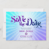 Bat Mitzvah Retro Blue Lila Ombre Gradient Boho Save The Date (Vorderseite)