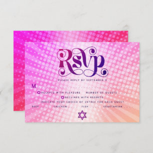 Bat Mitzvah Retro Boho Pink Orange Gradient Entrée RSVP Karte