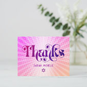 Bat Mitzvah Retro Pink Orange Gradient Vielen Dank Postkarte (Stehend Vorderseite)