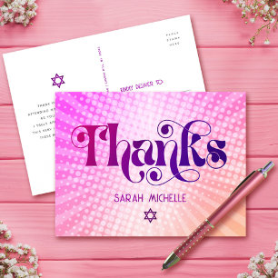 Bat Mitzvah Retro Pink Orange Gradient Vielen Dank Postkarte