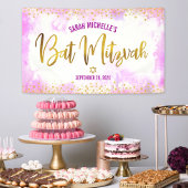 Bat Mitzvah rosa Aquarell Girl Gold-Folie Skript Banner