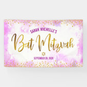 Bat Mitzvah rosa Aquarell Girl Gold-Folie Skript Banner (Horizontal)