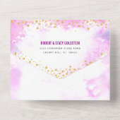 Bat Mitzvah rosa Aquarellgold-Skript modern All In One Einladung (Rückseite)