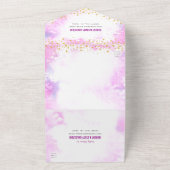 Bat Mitzvah rosa Aquarellgold-Skript modern All In One Einladung (Außenbereich)