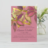 Bat Mitzvah Rose Burgundy Watercolor Petals Star Einladung (Stehend Vorderseite)