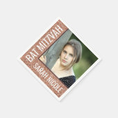 Bat Mitzvah Rose Gold Glitzer Glam Custom Foto Serviette (Ecke)