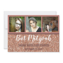 Bat Mitzvah Rose Gold Imitats Glitzer FotoCollage
