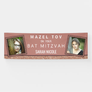 Bat Mitzvah Rose Gold Mazel Tov Ihr Foto hinzufüge Banner