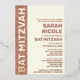 Bat Mitzvah Rose Gold Moderne Typografie Rose Gold Folieneinladung