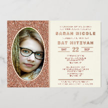 Bat Mitzvah Rose Gold Oval Foto Chic Rose Gold