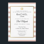 Bat Mitzvah Rose Gold und Weiß Streifen Einladung<br><div class="desc">Dieses elegante Bat Mitzvah mit klassischem Hintergrund aus Rose und weiß gestreiftem Streifen besticht durch eine elegante Imitat-Goldfolie,  die Ihr Set in eleganter Typografie umrahmt. Entwickelt von Thisisnotme©</div>