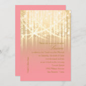 Bat Mitzvah Rose Rosa und Gold Funkelnd Lichter Einladung (Vorne/Hinten)