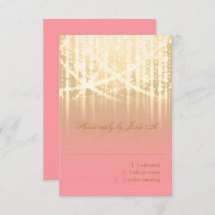 Bat Mitzvah Rose Rosa und Gold Funkelnd Lichter RSVP Karte