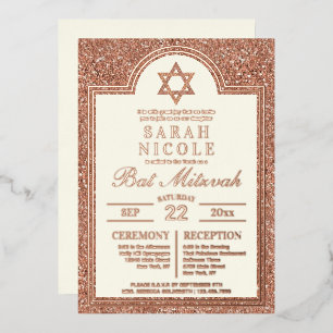 Bat Mitzvah Roségold Stern Davids Glamour Roségold Folieneinladung