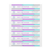 Bat Mitzvah Rücksendeadressen-Aufklebers | LILA + (Bogen)