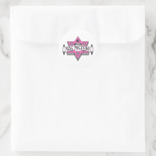 Bat Mitzvah Runder Aufkleber (Tasche)