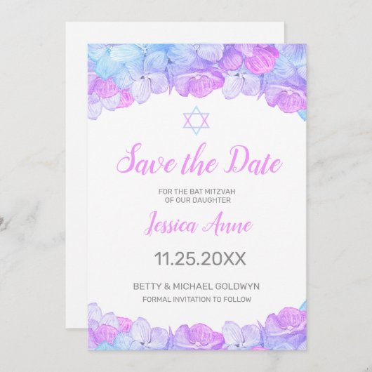 Bat Mitzvah Save the Date (Vorne/Hinten)