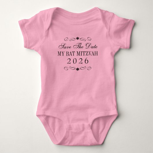 Bat Mitzvah Save the Date Baby Strampler (Vorderseite)
