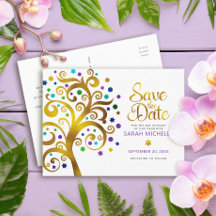 Bat Mitzvah Save the Date Gold Lila Baum des Leben
