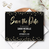 Bat Mitzvah Save the Date Modernes Black Gold Scri Einladungspostkarte