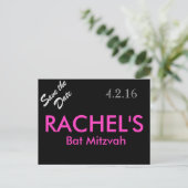 Bat Mitzvah Save the Date Postcard Ankündigungspostkarte (Stehend Vorderseite)