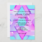 Bat Mitzvah Schichtstars von David Pink Aqua Purpl Einladung (Vorderseite)