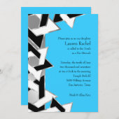 Bat Mitzvah Schwarz-weißer Star von David auf eine Einladung (Vorne/Hinten)