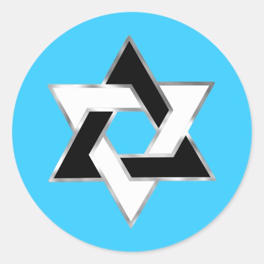 Bat Mitzvah Schwarz-weißer Star von David auf eine Runder Aufkleber (Vorderseite)