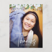 Bat Mitzvah Script Foto Silver Floral Vielen Dank Postkarte (Vorderseite)