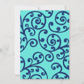 Bat Mitzvah Scroll Muster Blaue Einladung (Rückseite)