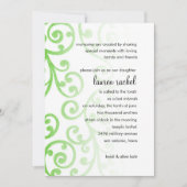 Bat Mitzvah Scroll Muster Grün Einladung (Vorderseite)