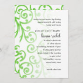 Bat Mitzvah Scroll Muster Grün Einladung (Vorne/Hinten)