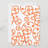 Bat Mitzvah Scroll Muster Orange Einladung (Rückseite)