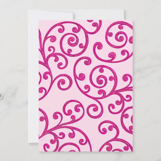 Bat Mitzvah Scroll Muster Rosa Einladung (Rückseite)