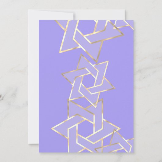 Bat Mitzvah Sheer Gold Star von David auf jeder Fa Einladung (Rückseite)