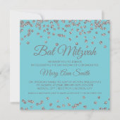 Bat Mitzvah Silver Glitzer Confetti Robin Egg Blue Einladung (Vorderseite)