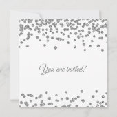 Bat Mitzvah Silver Imitats Glitzer Confetti Weiß Einladung (Rückseite)
