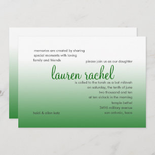 Bat Mitzvah Silver und Green Gradient Einladung