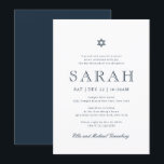 Bat Mitzvah Simple Modern Star von David Einladung<br><div class="desc">Besteht aus spielerischer Schrift- und San-Serif-Typografie; Alles vor einem Hintergrund mit weißem Hintergrund. Dieses wurde von Select Party Supplies entworfen,  exklusiv für Zazzle. Abrufbar unter: http://www.zazzle.com/store/selectpartysupplies</div>