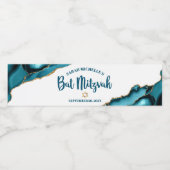 Bat Mitzvah Simple Modern Türkise Gold Agate Wasserflaschenetikett (Einzelnes Label)