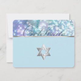 Bat Mitzvah Sparkle Lichter Blau und Lila Einladung