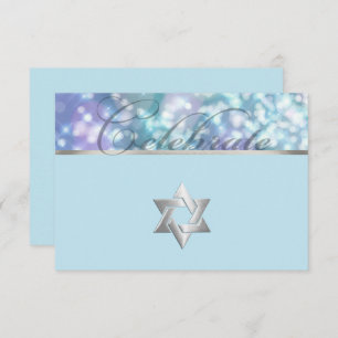 Bat Mitzvah Sparkle Lichter Blau und Lila Einladung